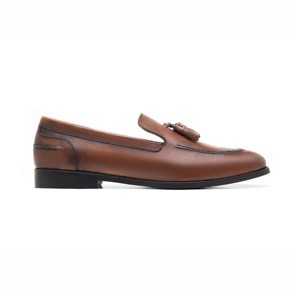 Royal Tassel Brown Leather Loafer Mens | Handmade