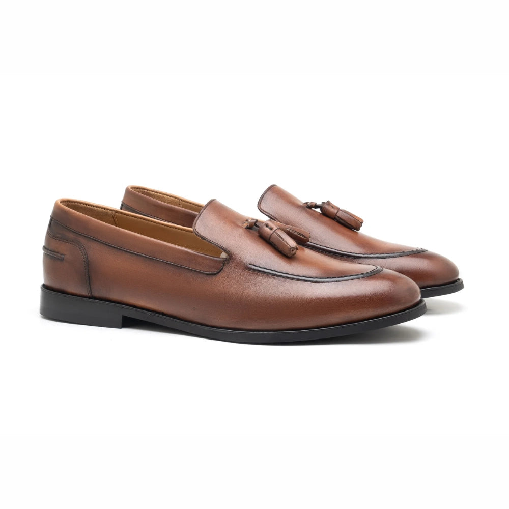 Royal Tassel Brown Leather Loafer Mens | Handmade